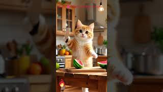 Funny Cat Cutting Watermelon 🍉 | Cute Animal Fruit Cutting Video #viral #3d