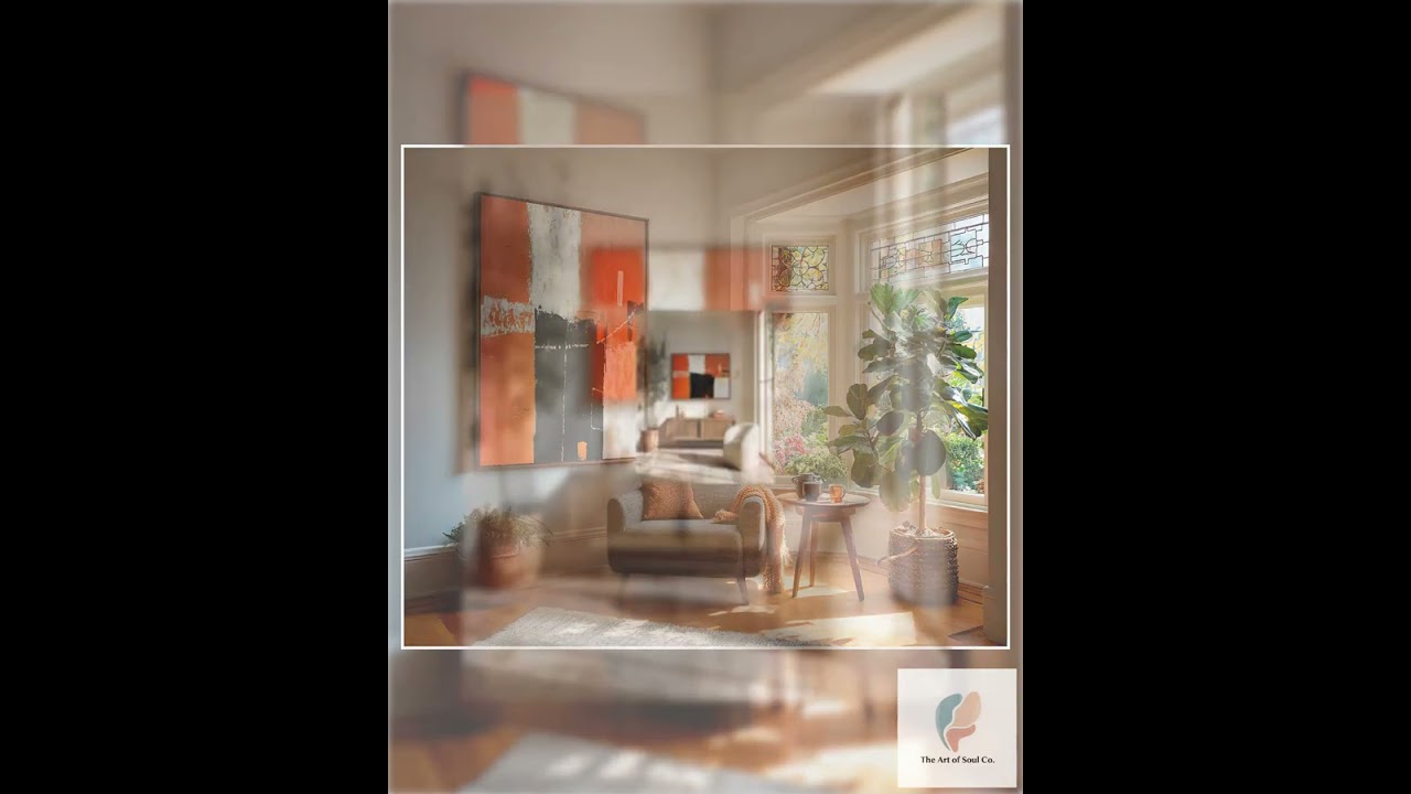 Abstract Geometric Warm Tones, Contemporary Orange Wall Art, Canvas Statement Piece, Minimalist B...