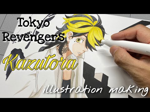 【東京リベンジャーズ】一虎のカラーイラストをページいっぱいに描いてみた【アナログ】
