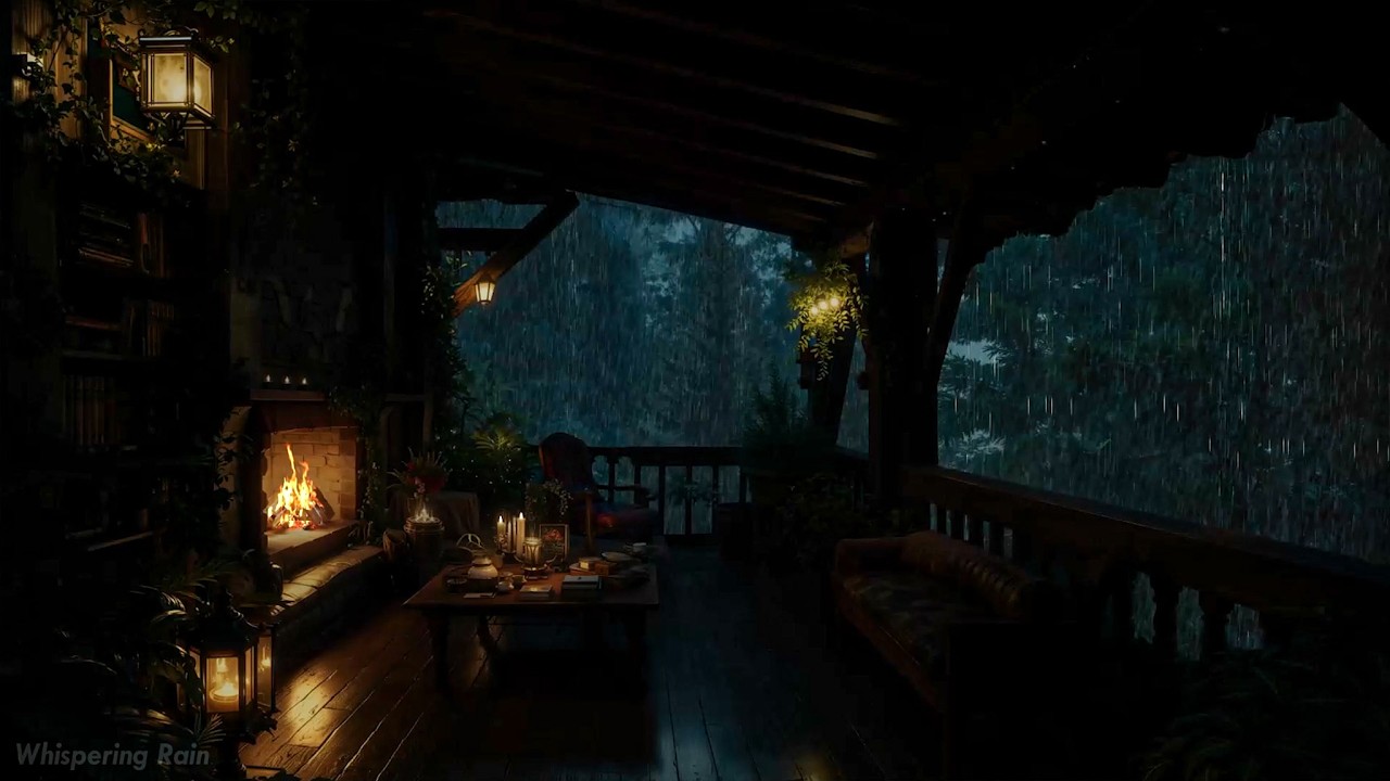 Gentle Rain and Crackling Fire 🌧️ Emotional Healing | Fall Asleep Faster Tonight