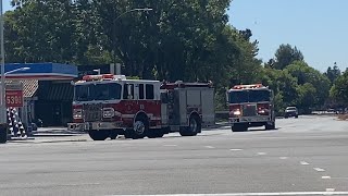 San Jose FD Engine 135 and Spare Truck 35 Responding