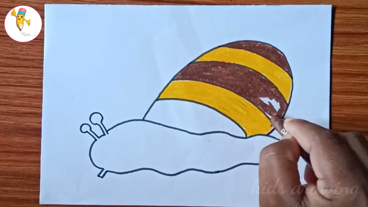 How to draw simple snail step by step/snail drawing for kids/snail drawing colour/with colour