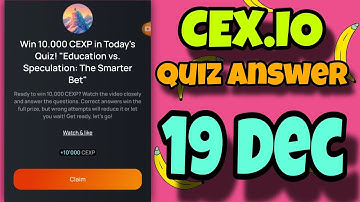 Cex.io Quiz Answer 19 December | Today Cex io Quiz Answer | Cex.io Power Tap | AGP #1