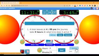 Teach elapsed time using Visnos.com's Two Clocks. screenshot 1