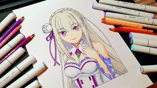 Drawing EMILIA (Re:Zero) - Anime Speed Drawing | Drawings by Keva