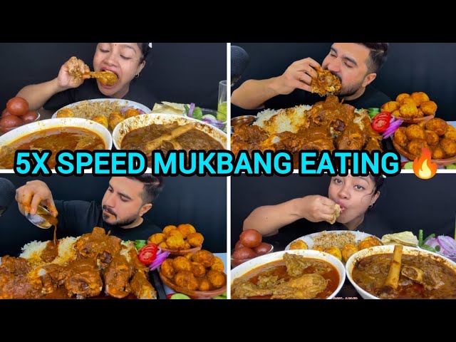 5X SPEED MUKBANG EATING SPICY 🔥🥵 CHICKEN MUTTON #mukbang #asmreating #youtubeshorts #food 