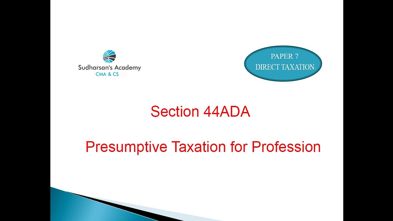 Section 44ADA Presumptive Taxation For Profession Tutorial In Tamil