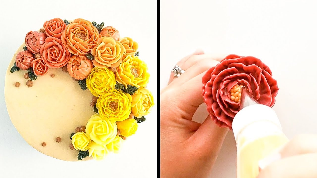 HOW TO MAKE BUTTERCREAM FLOWERS CAKE DECORATING TUTORIAL YouTube