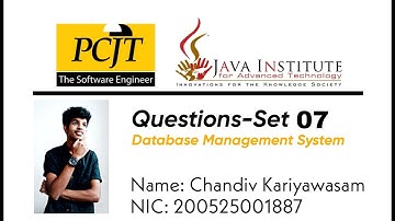 Java Institute | Question Set 7 | Database Management System | By Chandiv Kariyawasam