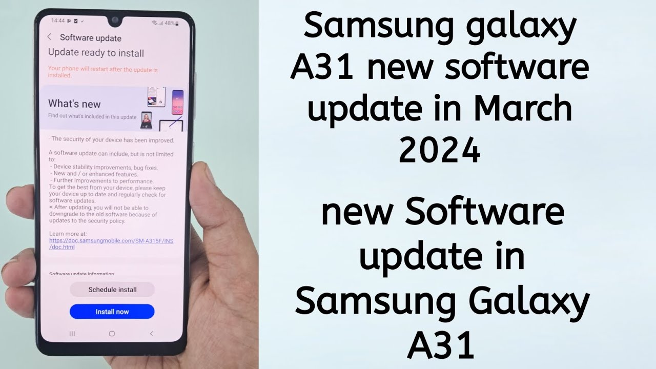 Samsung galaxy A31 new Software update / new software update in Samsung ...