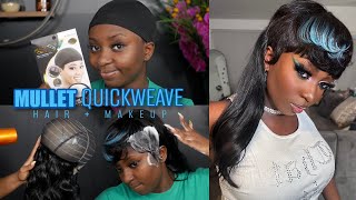 Mullet Quick Weave Tutorial | Hair + Makeup GRWM | VERY DETAILED | Beginner Friendly