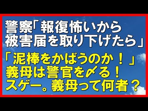 【スカッとする話】ホームセンターで鞄を盗まれ泥棒は捕まった。警察「報復怖いから被害届を取り下げたら」義母「泥棒をかばうのか！」と激怒。毅然と警官とやりあった。母の正体って何？「スカッと通信」