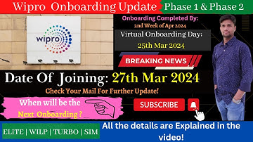 Wipro Onboarding Update | Joining: 27th March 2024 | Turbo, Elite, Wilp, SIM| Watch Now!🔥✔️