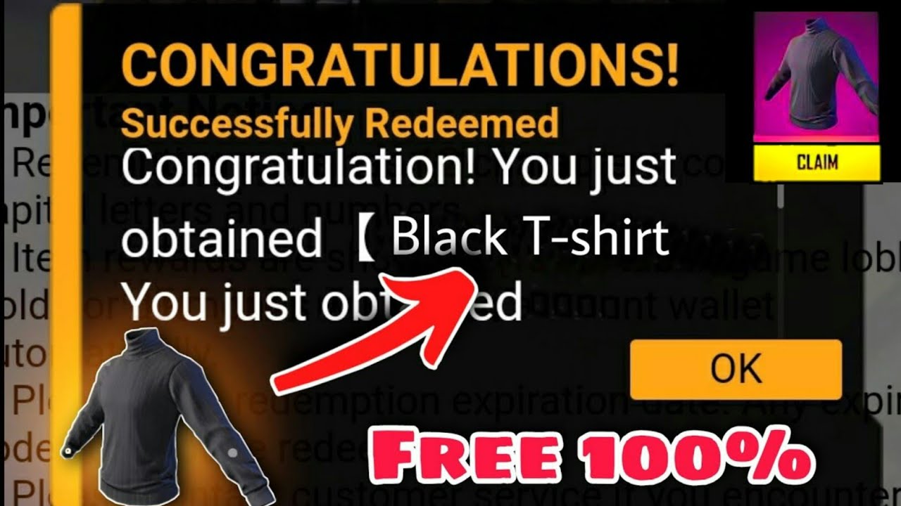BLACK T-SHIRT REDEEM CODE TODAY | FREE FIRE REDEEM CODE TODAY | FF NEW REDEEM CODE TODAY 11 DECEMBER