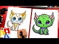 How to draw a mythical kitten dragon