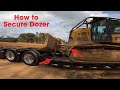 How to LOAD and SECURE properly DOZER to lowboy trailer.