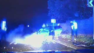 Dangerous driver tries to outrun police before crashing into wall