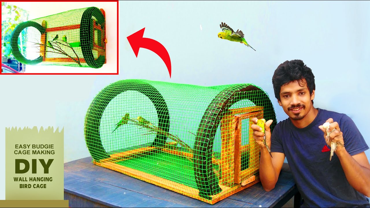 Making Beautiful Wall Hanging Birds Cage Using Tyre And Iron Net | Easy  Budgie Cage - Youtube