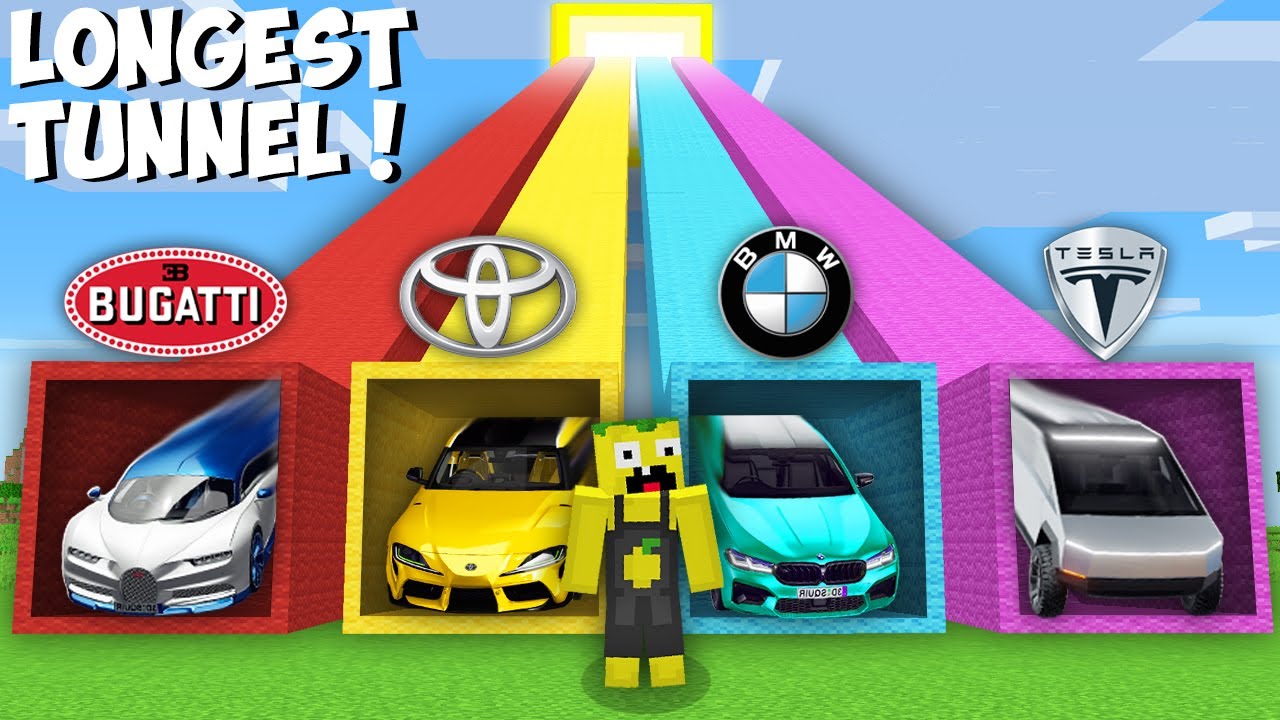 I Found LONGEST TUNNELS with SECRET CARS in Minecraft ! SECRET PASSAGE WITH NEW CARS !