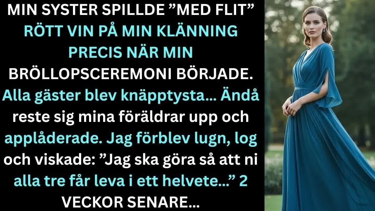När vinet rann ner över min vita brudklänning stod min syster framför mig och log medvetet. Hennes hand hade inte halkat. Men det var inte det som krossade mig – det var när mina egna föräldrar...
