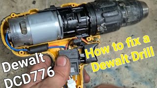 How to replace a motor on a Dewalt DCD776 cordless drill with a burnt out motor.