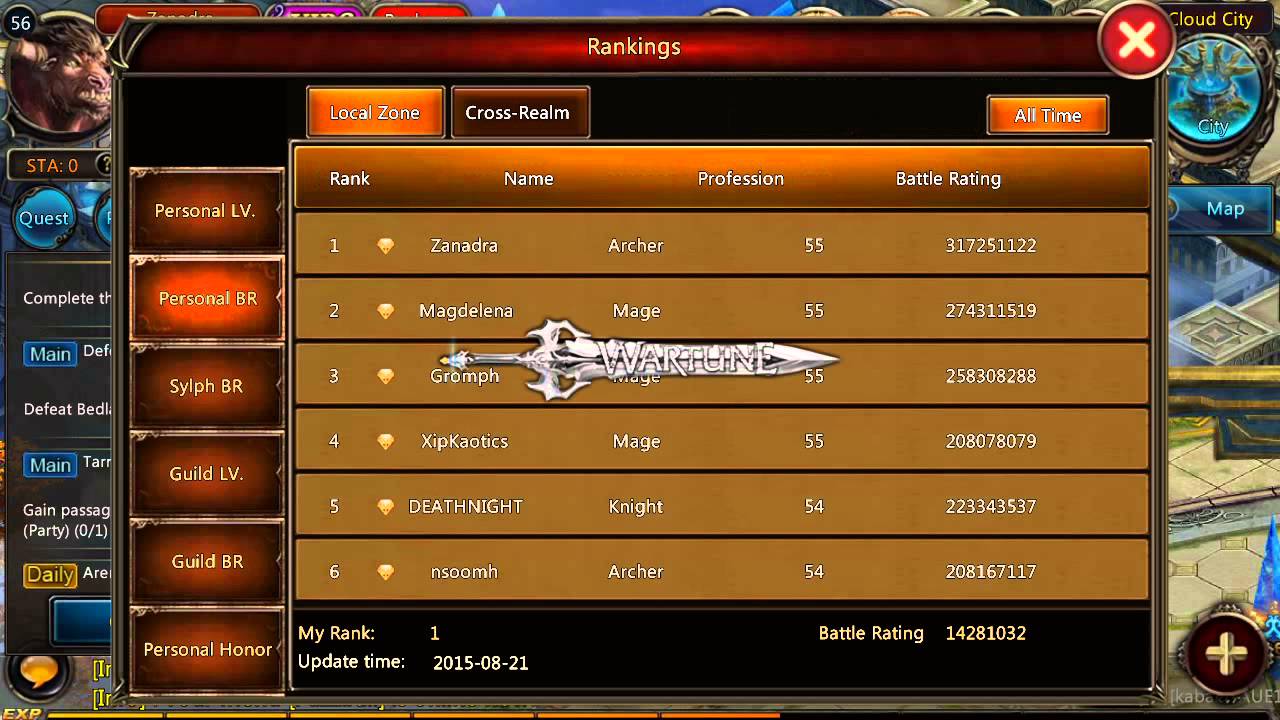 Wartune HoH Account Overview August 21st