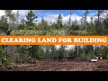 CLEARING LAND FOR BUILDING (with machinery): OFF GRID CABIN BUILD | Episode 1 | Made In The Woods