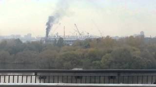 Пожар на строящемся стадионе в Тушине (04.10.13)