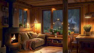 Fall Asleep Instantly in 2 Minutes with Crackling Fireplace, Rain Sounds in a Charming Cabin Retreat