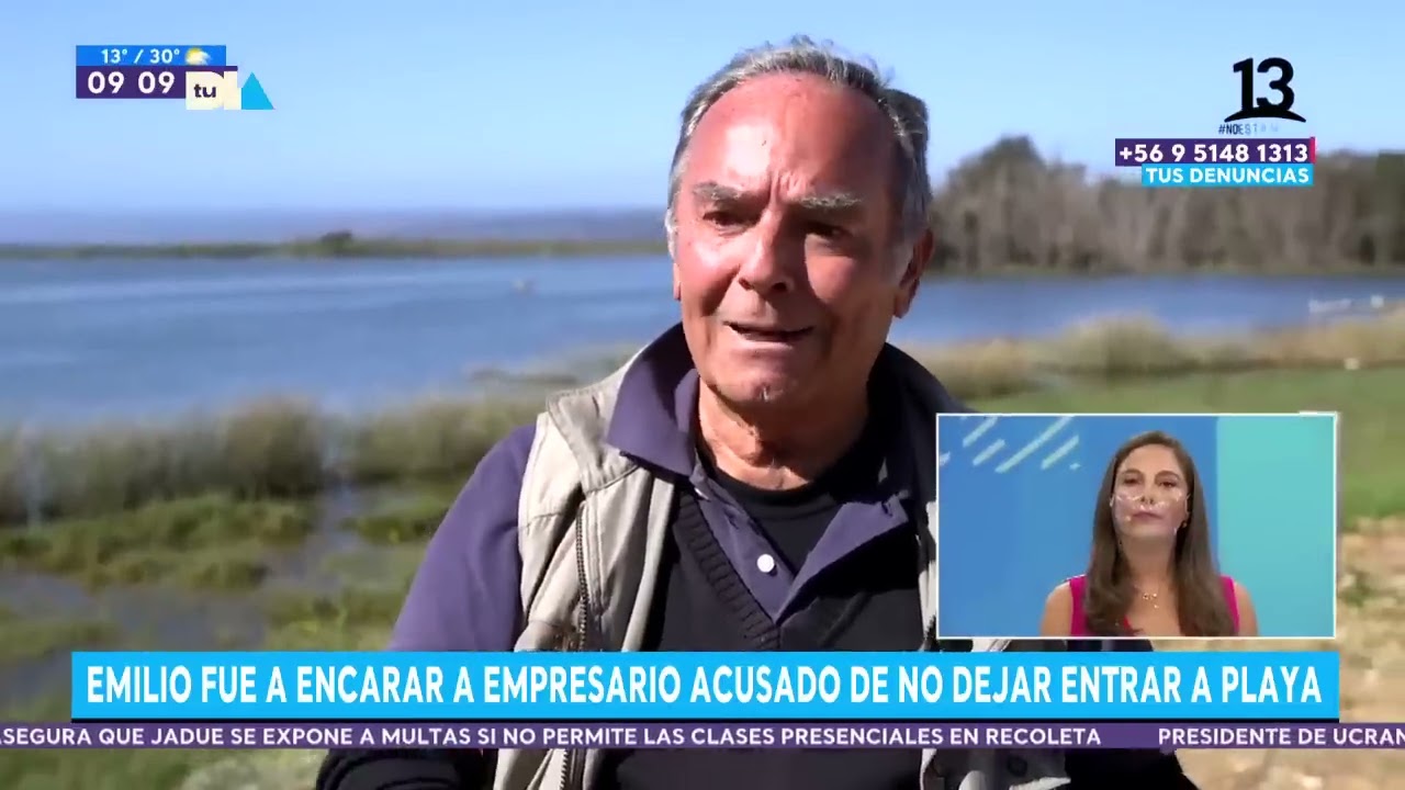 Emilio Sutherland encaró a empresario acusado de prohibir entrada a playa. Tu Día, Canal 13.