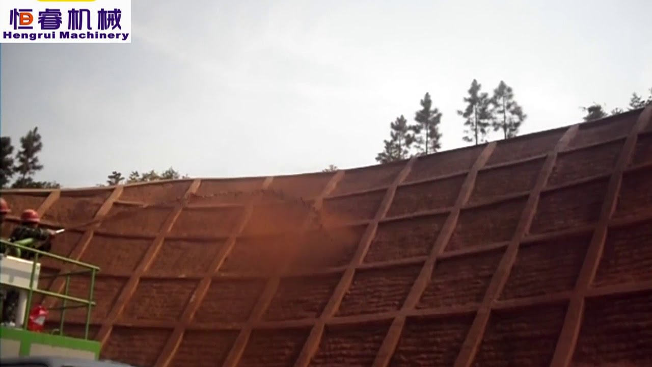 Soil hydroseeding use in slope greening construction - YouTube