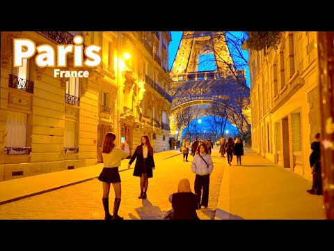 Paris, فرنسا | جولة في المدينة 4K | 12 مارس 2023