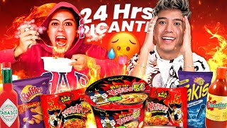 24 HORAS COMIENDO LA COMIDA MÁS PICANTE DEL MUNDO! / Luis Méndez