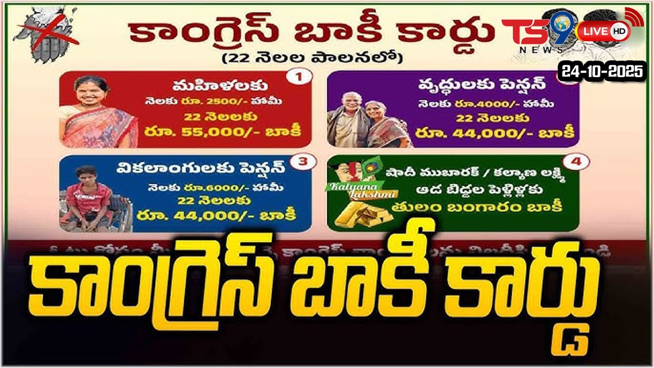 KTR And Harish Rao Releasing Congress Unemployment Due Card | Jala Vihar || ts9news