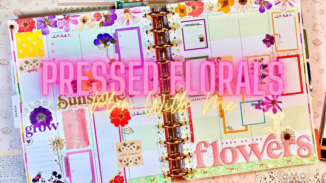 🌸 Pressed Florals 🌸 | Big Happy Planner | Plan With Me | Colorblock Vertical