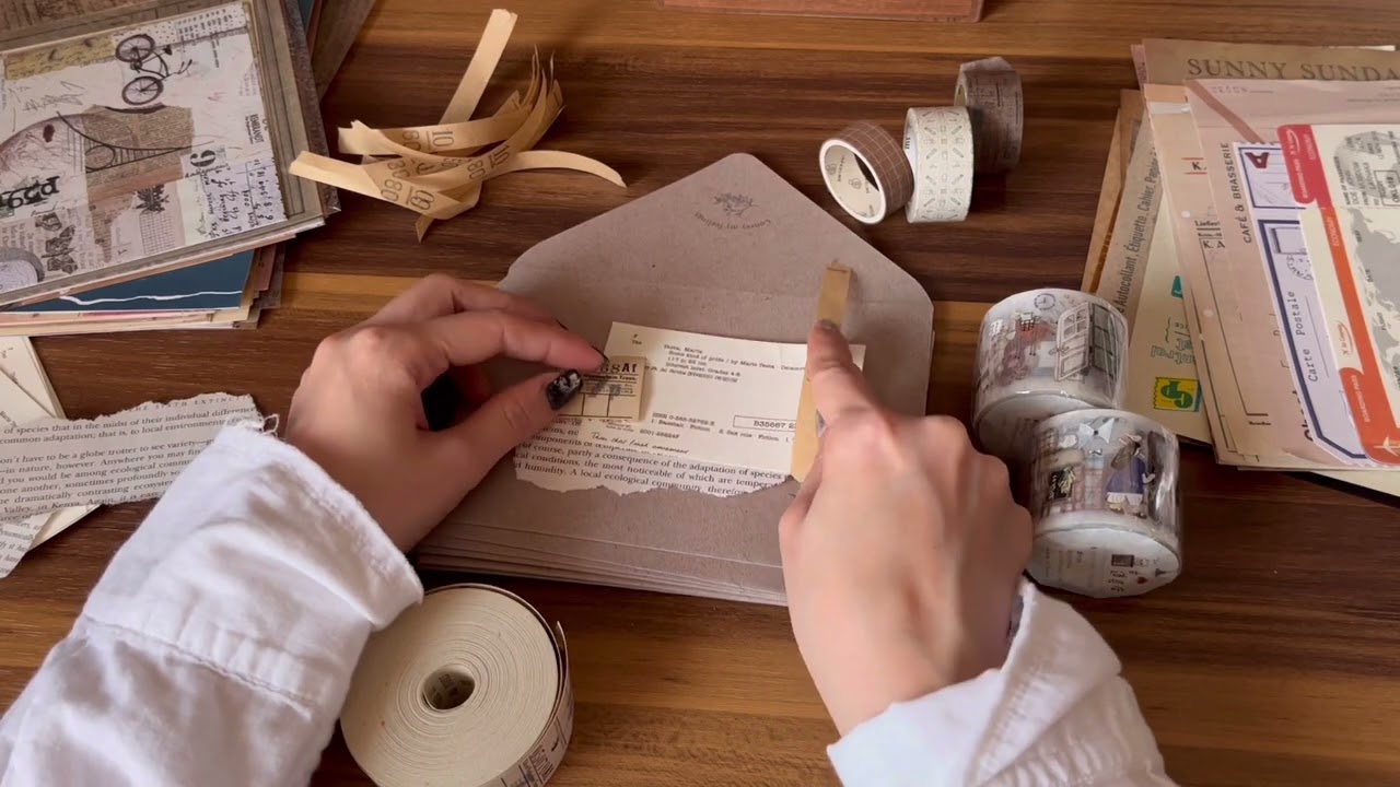 【collage】ひたすら封筒コラージュ 作業音 no talking 紙もの