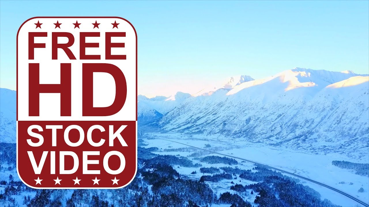Free Stock Videos – aerial drone footage of winter landscape in Alaska