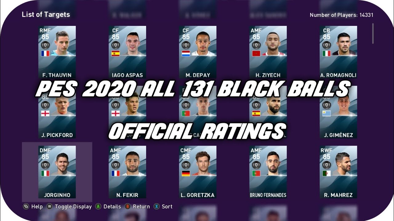 PES 2020 | Official 131 Black Balls Ratings