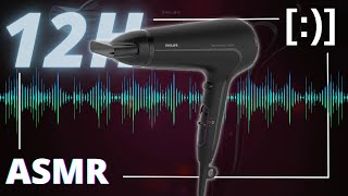 HAIRDRYER NOISE in Dark Mode | 12h ASMR 4k | how to sleep in 5 minutes 😴