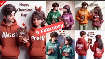 How To Create Happy Chocolate Day Ai 3D Couples name Image photo editing tutorial video