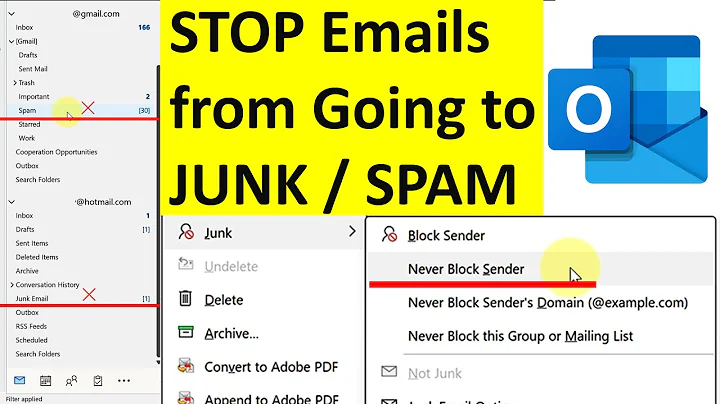 How to STOP Emails from Going to JUNK / SPAM Outlook