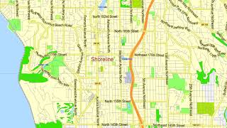 Seattle Washington US editable layered PDF Vector Map