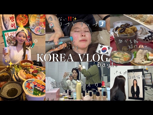 【韓国】1泊2日ほぼ江南駅から出ないぞ美容VLOG‼️(前編)/🏥🇰🇷痛くないリフトアップ⤴️/パスポート証明写真/韓国ヘアメイク/旨旨飯も紹介🫶🏻