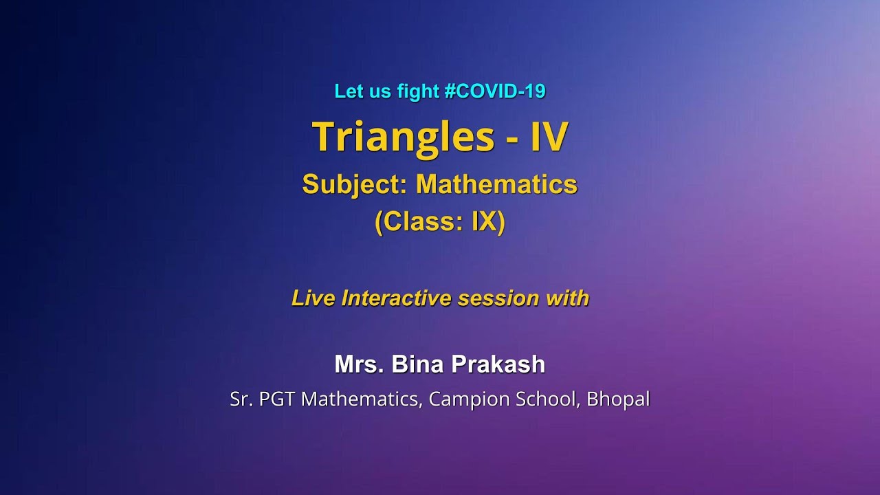 Live Interaction on PMeVIDYA : Triangles-4