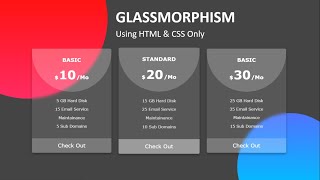 Glassmorphism Pricing Table Card Hover Effects || Html CSS Glass morphism Effects