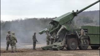 Danish troops firing  CAESAR  8x8 self-propelled artillery system