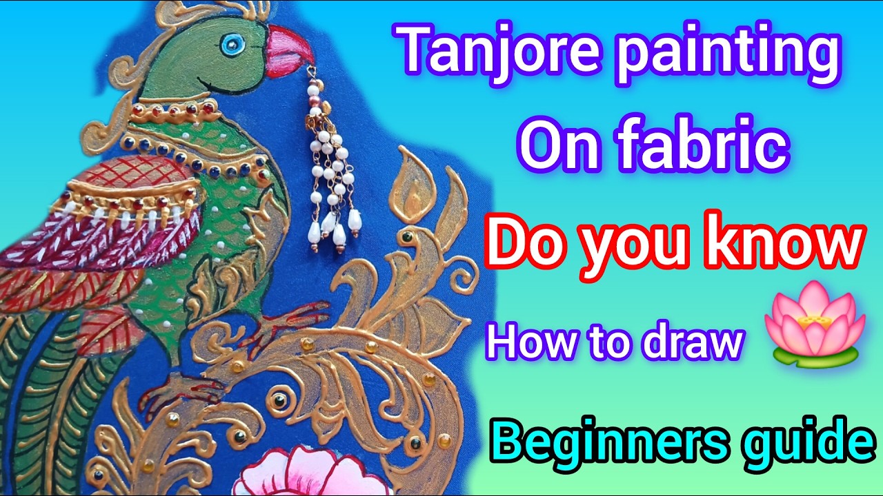 Tanjore painting on blouse parrot design.  How to draw lotus in freehand@subhas_finger_magic 