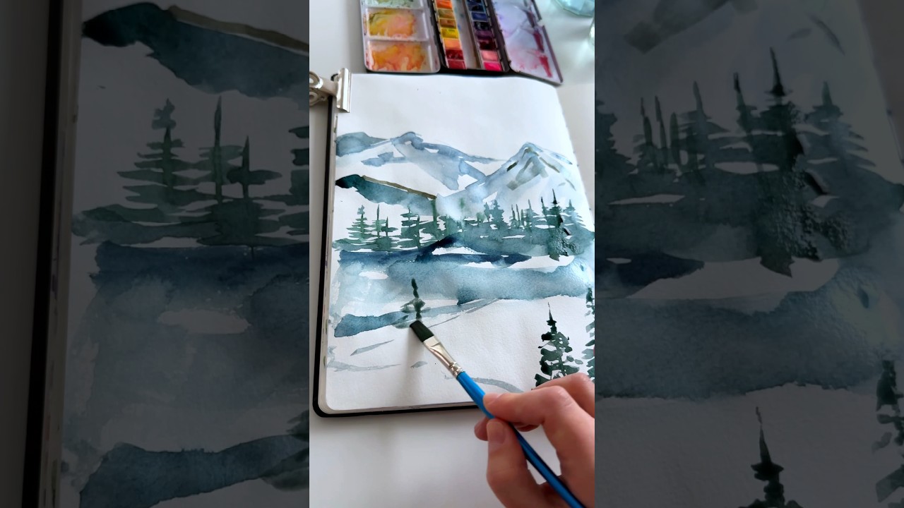 One Brush Challenge. Landscape Painting with 