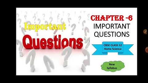 CBSE class 12th Home science🎯 Chapter 6 Questions 📚