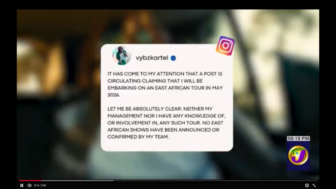 Vybz Kartel Distances Himself From Rumors Of An East African Tour In May 2026 | TVJ ePrime